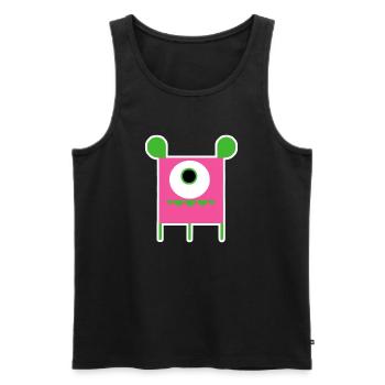 Pink Cyclops Monster | Funny Square Alien - Men's Premium Organic Tank Top - black - Front - AI Model Male 178 light (178cm)