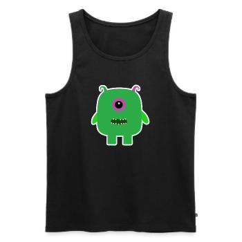 Grüner Zyklop-Monster | Niedlicher quadratischer Alien - Männer Premium Bio Tank Top - Schwarz - Vorne - AI Model Male 178 light (178cm)