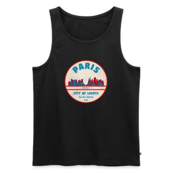 Pariser Stadtlichter Retro Abzeichen - Männer Premium Bio Tank Top - Schwarz - Vorne - Michal (187cm)