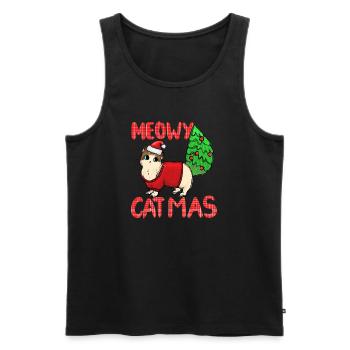 Meowy Catmas Katze Weihnachtssweater - Männer Premium Bio Tank Top - Schwarz - Vorne - AI Model Male 178 light (178cm)