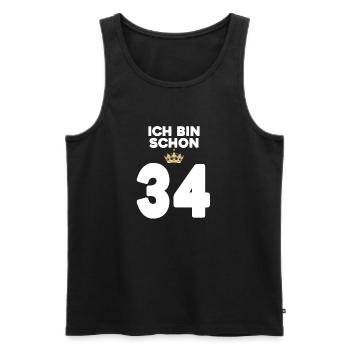 34. Geburtstag Geschenk - 34 Jahre mit Krone - Männer Premium Bio Tank Top - Schwarz - Vorne - Michal (187cm)