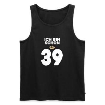 39. Geburtstag Geschenk - 39 Jahre mit Krone - Männer Premium Bio Tank Top - Schwarz - Vorne - Michal (187cm)