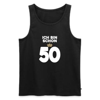 50. Geburtstag Geschenk - 50 Jahre mit Krone - Männer Premium Bio Tank Top - Schwarz - Vorne - AI Model Male 178 light (178cm)