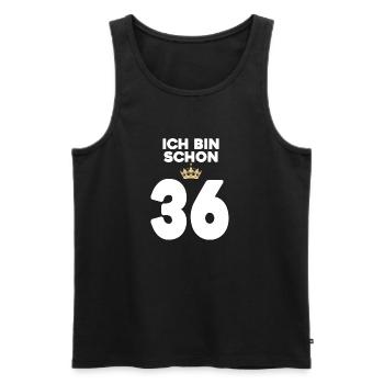 36. Geburtstag Geschenk - 36 Jahre mit Krone - Männer Premium Bio Tank Top - Schwarz - Vorne - Michal (187cm)