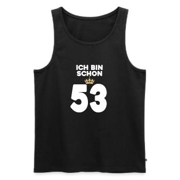 53. Geburtstag Geschenk - 53 Jahre mit Krone - Männer Premium Bio Tank Top - Schwarz - Vorne - Michal (187cm)