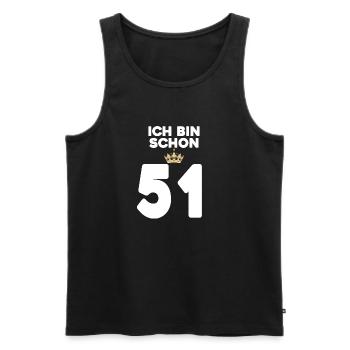 51. Geburtstag Geschenk - 51 Jahre mit Krone - Männer Premium Bio Tank Top - Schwarz - Vorne - Michal (187cm)