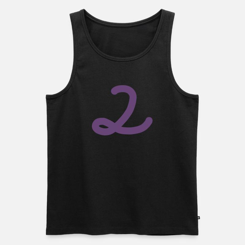 2 Nummer zwei Zahl violett - Männer Premium Bio Tank Top - Schwarz