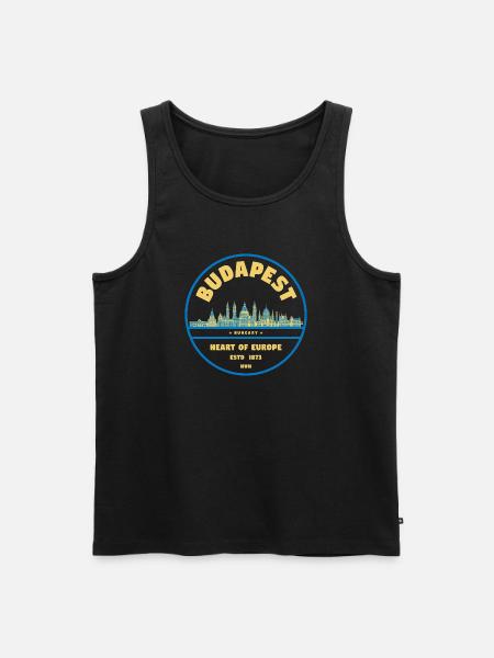 Budapest Skyline Emblem Heart of Europe - Men's Premium Organic Tank Top - black