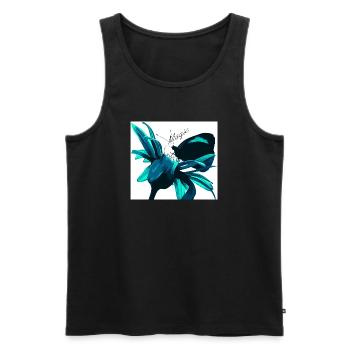 Teal Magic Flower Print - Men's Premium Organic Tank Top - black - Front - AI Model Male 178 light (178cm)