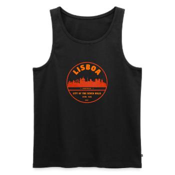 Estampe de la Skyline de Lisbonne - Débardeur bio Premium Homme - noir - Devant - Michal (187cm)