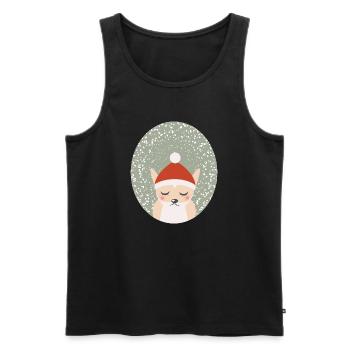 renard mignon avec chapeau de Noël du Père Noël - Débardeur bio Premium Homme - noir - Devant - AI Model Male 178 light (178cm)