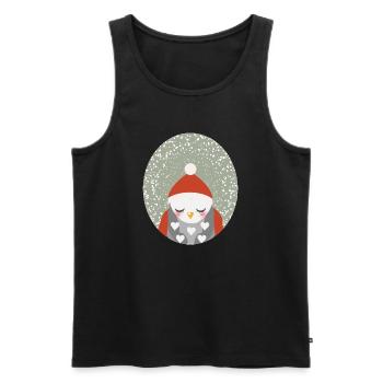 verträumte Eule mit Santa Claus Weihnachtsmütze - Männer Premium Bio Tank Top - Schwarz - Vorne - Michal (187cm)