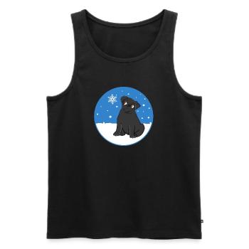Schwarzer Mops im Schnee - Männer Premium Bio Tank Top - Schwarz - Vorne - AI Model Male 178 light (178cm)