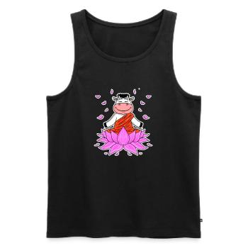 Yoga Kuh - Männer Premium Bio Tank Top - Schwarz - Vorne - Michal (187cm)