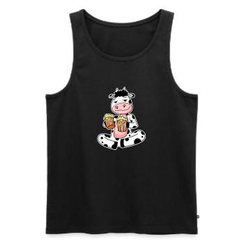 Kuh mit Biergläser Bier Saufen Alkohol - Männer Premium Bio Tank Top - Schwarz - Vorne - AI Model Male 178 light (178cm)