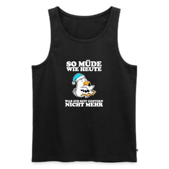 Müde Spruch lustig mit Möwe Motiv - Männer Premium Bio Tank Top - Schwarz - Vorne - AI Model Male 178 light (178cm)