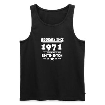 Année de construction 1971 - né en 1971 - Débardeur bio Premium Homme - noir - Devant - Michal (187cm)