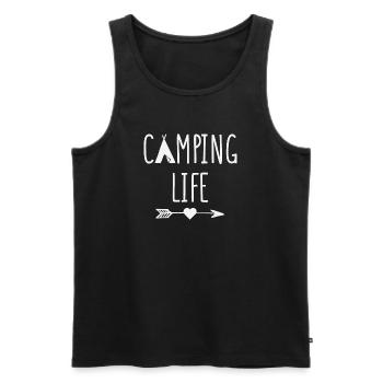 La vie en camping - Débardeur bio Premium Homme - noir - Devant - AI Model Male 178 light (178cm)