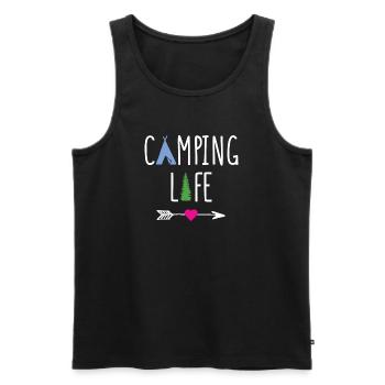 La vie en camping - Débardeur bio Premium Homme - noir - Devant - AI Model Male 178 light (178cm)