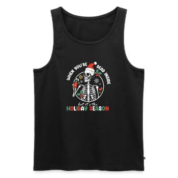 Weihnachtsskelett mit Weihnachtshut - Männer Premium Bio Tank Top - Schwarz - Vorne - AI Model Male 178 light (178cm)