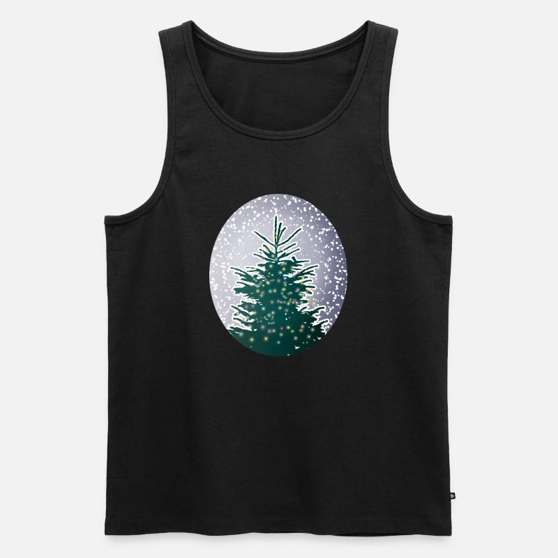 beleuchteter Weihnachtsbaum im Schnee - Männer Premium Bio Tank Top - Schwarz