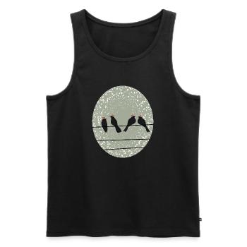 Vögel auf Stromleitung mit Santa Weihnachtsmützen - Männer Premium Bio Tank Top - Schwarz - Vorne - AI Model Male 178 light (178cm)