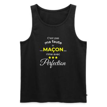 Cadeau humour maçon homme ou femme - Débardeur bio Premium Homme - noir - Devant - Michal (187cm)