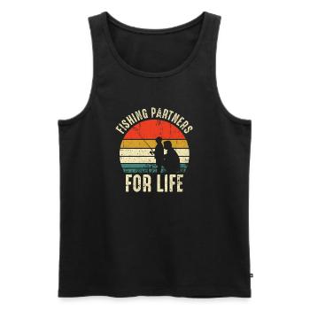 Fishing Partners for Life - Men's Premium Organic Tank Top - black - Front - Michal (187cm)