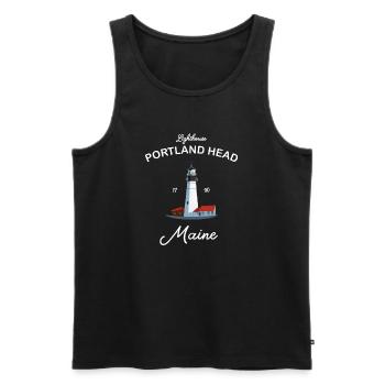 Portland, Lighthouse Head, Maine - Débardeur bio Premium Homme - noir - Devant - AI Model Male 178 light (178cm)
