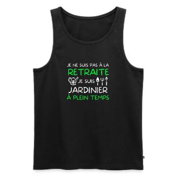 jardinier, jardiner, jardinage, paysagiste - Débardeur bio Premium Homme - noir - Devant - Michal (187cm)