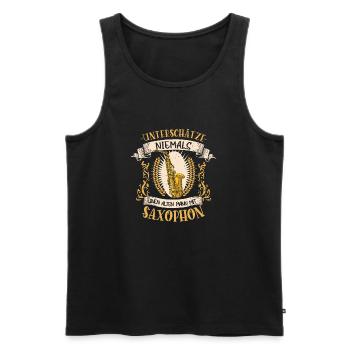 Saxophon Musiker Instrument Musik Geschenk - Männer Premium Bio Tank Top - Schwarz - Vorne - Michal (187cm)