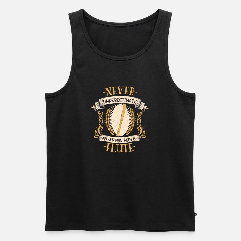 Flöte Musiker Instrument Blasmusik Geschenk - Männer Premium Bio Tank Top - Schwarz