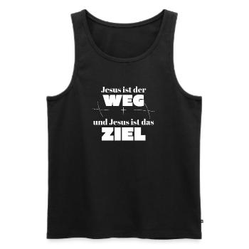 Jesus ist der Weg und Jesus ist das Ziel - Männer Premium Bio Tank Top - Schwarz - Vorne - Michal (187cm)