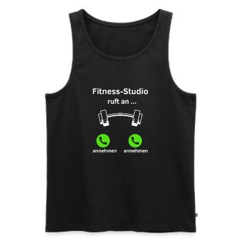 Fitness Studio ruft an - annehmen oder annehmen? - Männer Premium Bio Tank Top - Schwarz - Vorne - AI Model Male 178 light (178cm)
