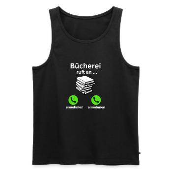 Bücherei ruft an - annehmen oder annehmen? - Männer Premium Bio Tank Top - Schwarz - Vorne - AI Model Male 178 light (178cm)