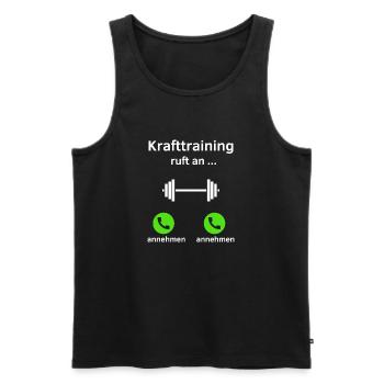 Krafttraining ruft an - annehmen oder annehmen? - Männer Premium Bio Tank Top - Schwarz - Vorne - AI Model Male 178 light (178cm)