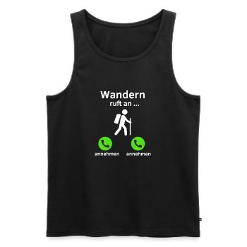 Wandern ruft an - annehmen oder annehmen? - Männer Premium Bio Tank Top - Schwarz - Vorne - Michal (187cm)