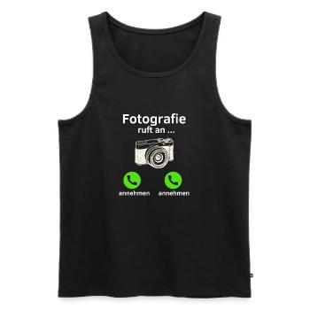 Fotografie ruft an - annehmen oder annehmen? - Männer Premium Bio Tank Top - Schwarz - Vorne - Michal (187cm)