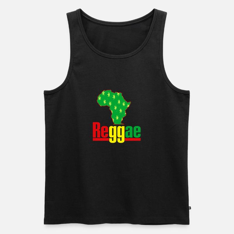 Afrika Reggae Karte mit Hanfblättern - Männer Premium Bio Tank Top - Schwarz
