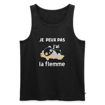 je peux pas j'ai la flemme - Débardeur bio Premium Homme - noir - Devant - AI Model Male 178 light (178cm)