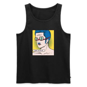 Dumb and Broke Popart Portrait - Männer Premium Bio Tank Top - Schwarz - Vorne - AI Model Male 178 light (178cm)