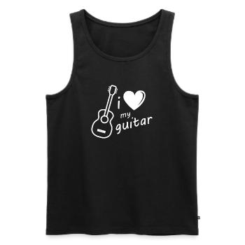 Guitar Symbol Heart Music Musician Graphic School - Men's Premium Organic Tank Top - black - Front - AI Model Male 178 light (178cm)