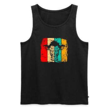 Kuh retro - Männer Premium Bio Tank Top - Schwarz - Vorne - AI Model Male 178 light (178cm)