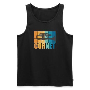 Kornett Vintage Musiker Instrument Geschenk - Männer Premium Bio Tank Top - Schwarz - Vorne - Michal (187cm)