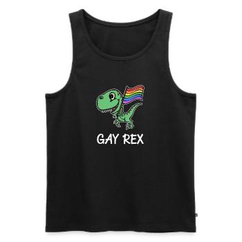 Dinosaur Gay Lgbt Rainbow Flag Saying - Men's Premium Organic Tank Top - black - Front - AI Model Male 178 light (178cm)