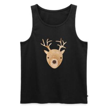 Hirsch Holz Weihnachten Wald Tiere Winter Maserung - Männer Premium Bio Tank Top - Schwarz - Vorne - AI Model Male 178 light (178cm)