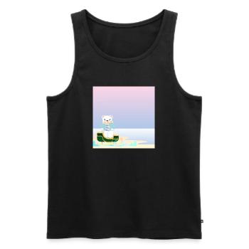 Winter Hintergrund - Eisbär am Meer - SCHLITTEN - Männer Premium Bio Tank Top - Schwarz - Vorne - AI Model Male 178 light (178cm)