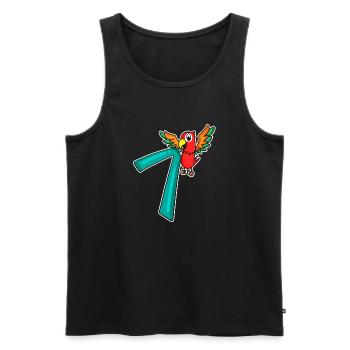 7 years old - 7 birthday with animal motif - Men's Premium Organic Tank Top - black - Front - AI Model Male 178 light (178cm)