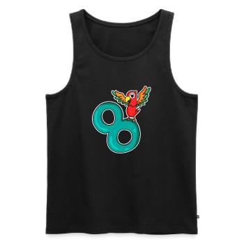 8 ans - 8ème anniversaire avec motif animal - Débardeur bio Premium Homme - noir - Devant - Michal (187cm)