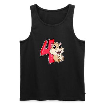 4 ans - 4ème anniversaire avec motif animal - Débardeur bio Premium Homme - noir - Devant - Michal (187cm)